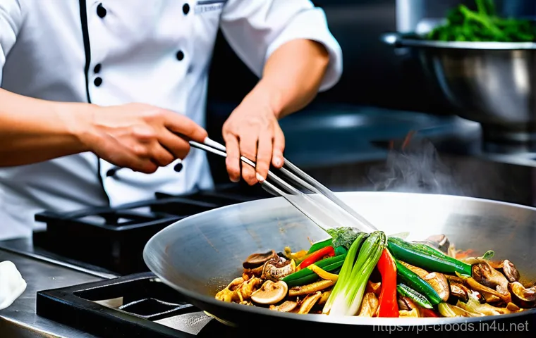 중식조리 자격증으로 해외 취업하기 - **Prompt:** A skilled, focused chef, dressed in a clean, professional white chef's jacket and apron,...