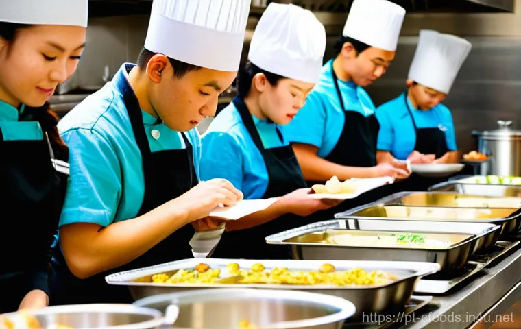 중식조리 자격증과 프랜차이즈 취업 - **Prompt 1: Culinary Skill and Mentorship**
    "A vibrant, brightly lit professional kitchen in a m...