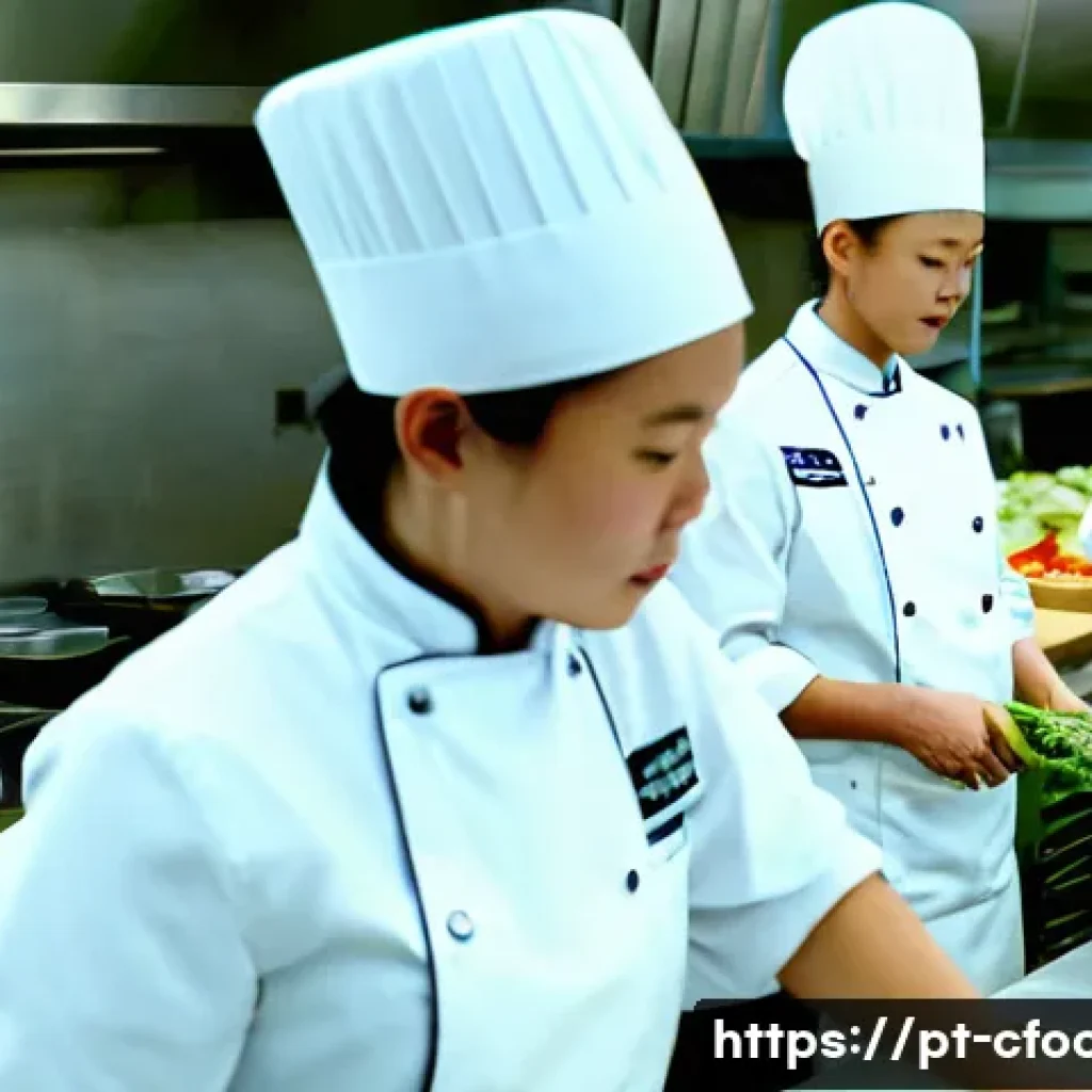 중식조리 자격증 필기 족집게 강의 - A professional Chinese culinary classroom setting featuring a diverse group of adult students attent...
